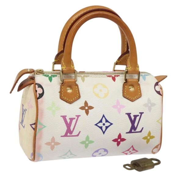 LOUIS VUITTON Monogram Multicolor Mini Speedy Hand Bag White M92645 Auth BA414AV - Picture 1 of 16